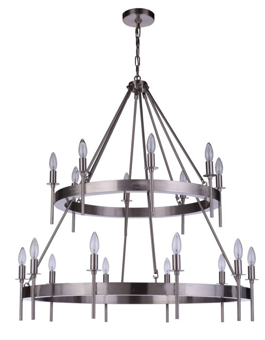 ##Antique Hardware## Larrson 18 Light Chandelier in Brushed Polished Nickel