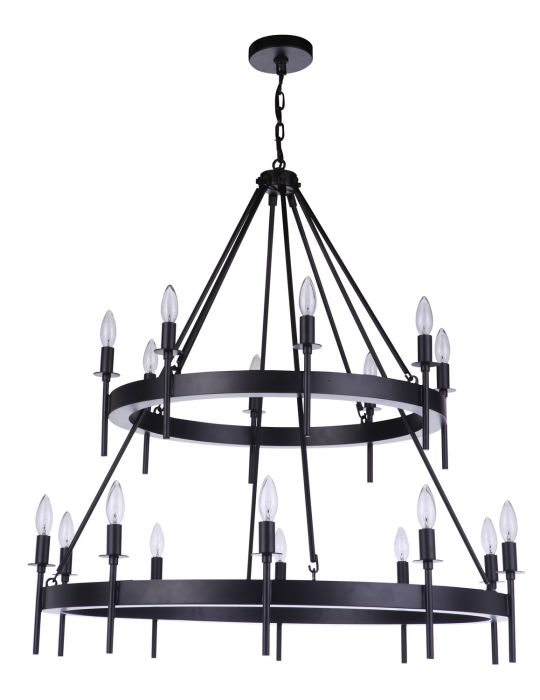 ##Antique Hardware## Larrson 18 Light Chandelier in Flat Black