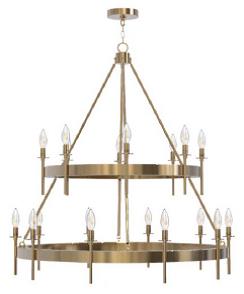 ##Antique Hardware## Larrson 18 Light Chandelier in Satin Brass