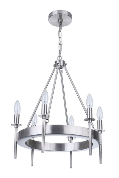 ##Antique Hardware## Larrson 6 Light Chandelier in Brushed Polished Nickel