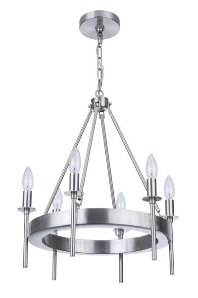 ##Antique Hardware## Larrson 6 Light Chandelier in Brushed Polished Nickel