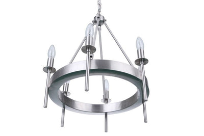 ##Antique Hardware## Larrson 6 Light Chandelier in Brushed Polished Nickel