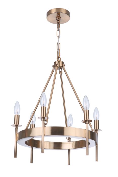 ##Antique Hardware## Larrson 6 Light Chandelier in Satin Brass