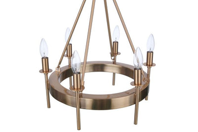 ##Antique Hardware## Larrson 6 Light Chandelier in Satin Brass