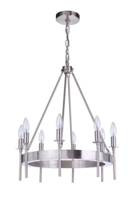 ##Antique Hardware## Larrson 8 Light Chandelier in Brushed Polished Nickel