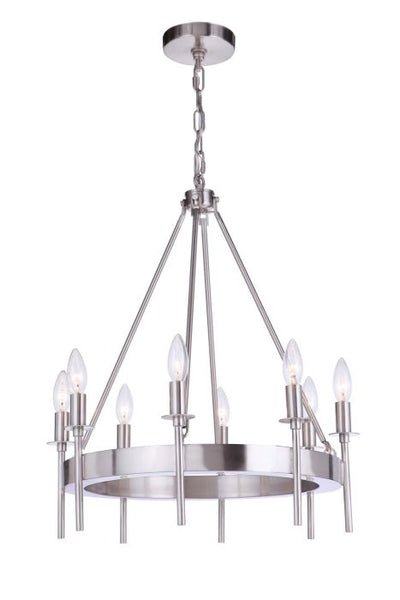 ##Antique Hardware## Larrson 8 Light Chandelier in Brushed Polished Nickel