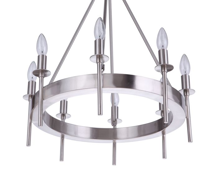 ##Antique Hardware## Larrson 8 Light Chandelier in Brushed Polished Nickel