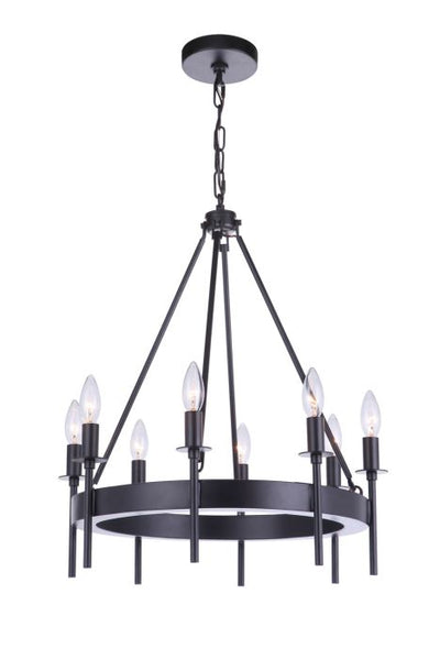 ##Antique Hardware## Larrson 8 Light Chandelier in Flat Black