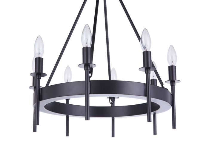 ##Antique Hardware## Larrson 8 Light Chandelier in Flat Black