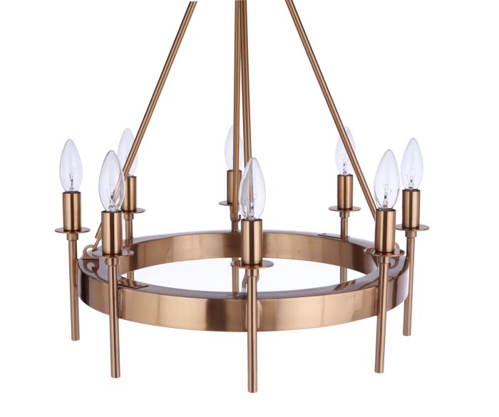 ##Antique Hardware## Larrson 8 Light Chandelier in Satin Brass