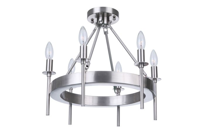 ##Antique Hardware## Larrson 6 Light Semi Flush in Brushed Polished Nickel