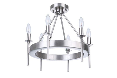 ##Antique Hardware## Larrson 6 Light Semi Flush in Brushed Polished Nickel