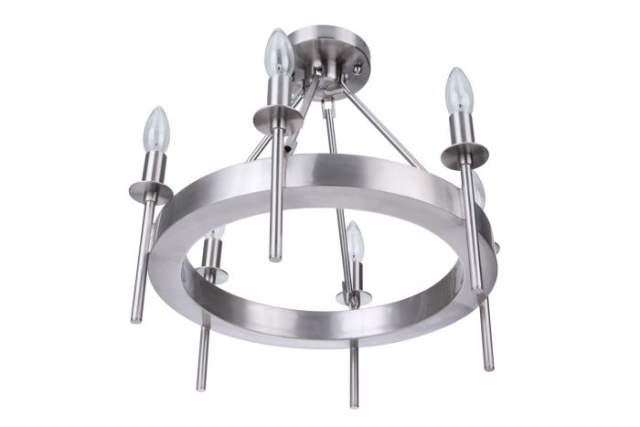 ##Antique Hardware## Larrson 6 Light Semi Flush in Brushed Polished Nickel