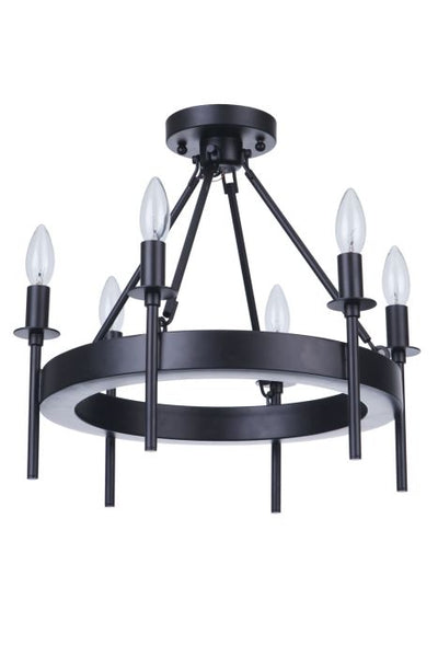 ##Antique Hardware## Larrson 6 Light Semi Flush in Flat Black