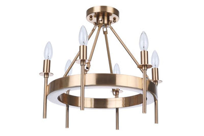 ##Antique Hardware## Larrson 6 Light Semi Flush in Satin Brass