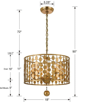 ##Antique Hardware## Layla 5 Light Antique Gold Chandelier