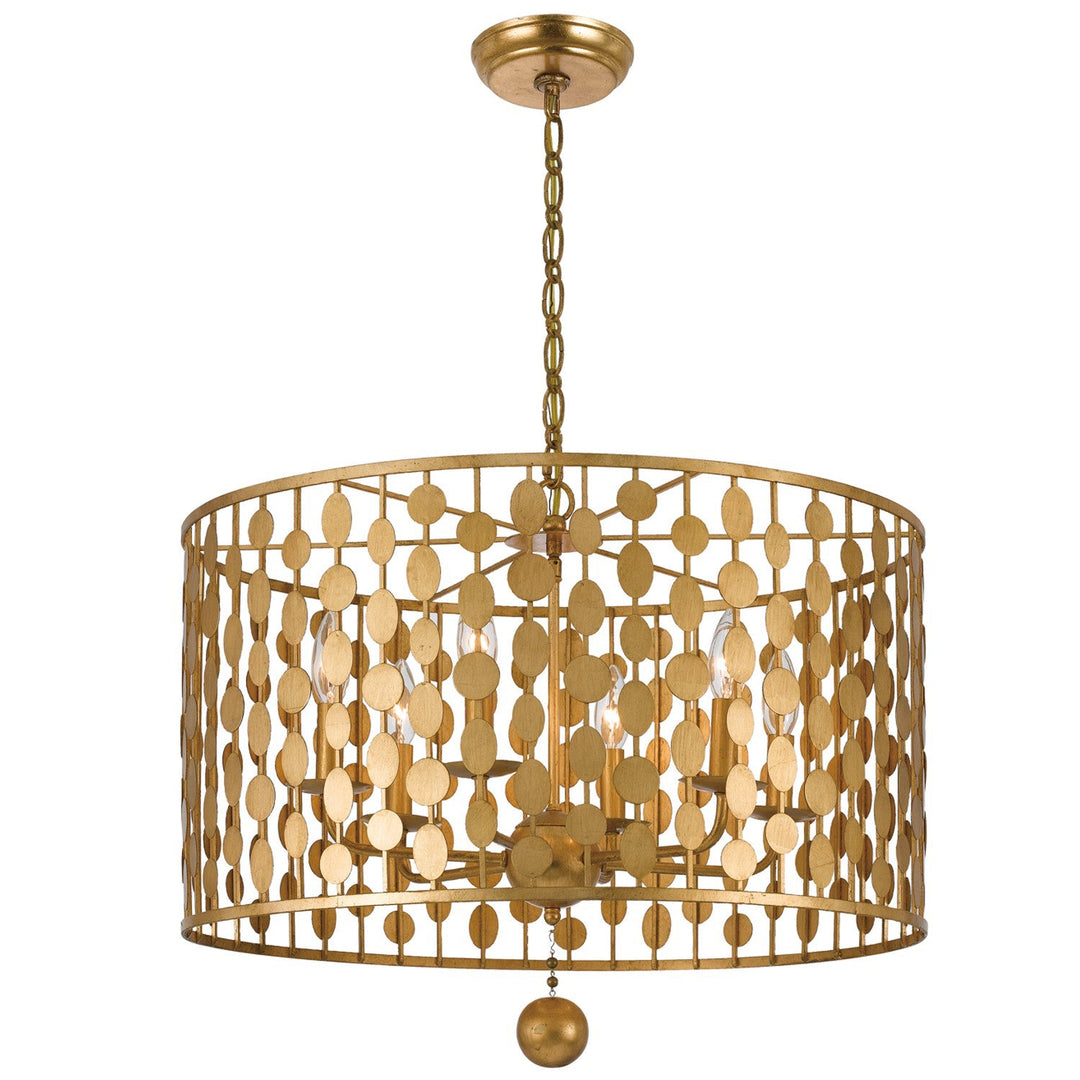 ##Antique Hardware## Layla 6 Light Antique Gold Chandelier