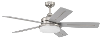 Antique Hardware 54" Drew in Brushed Polished Nickel w/ Brushed Nickel/Greywood Blades Ceiling Fan