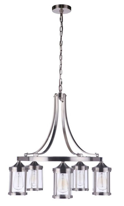 ##Antique Hardware## Elliot 5 Light Chandelier in Brushed Polished Nickel