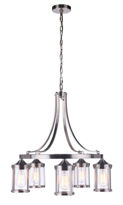 ##Antique Hardware## Elliot 5 Light Chandelier in Brushed Polished Nickel