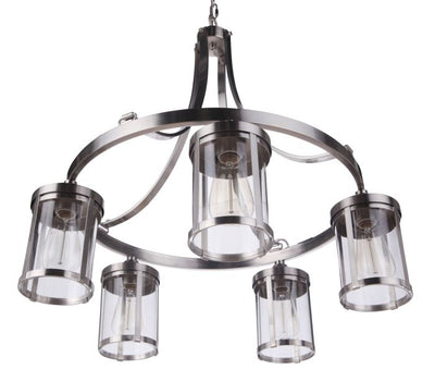 ##Antique Hardware## Elliot 5 Light Chandelier in Brushed Polished Nickel