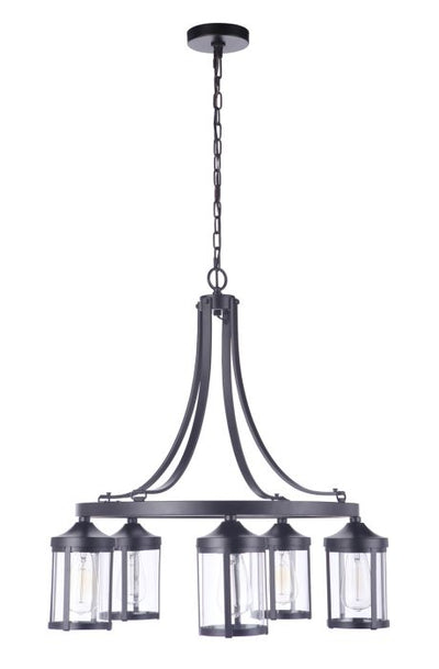 ##Antique Hardware## Elliot 5 Light Chandelier in Flat Black