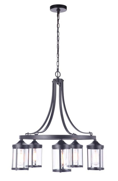 ##Antique Hardware## Elliot 5 Light Chandelier in Flat Black