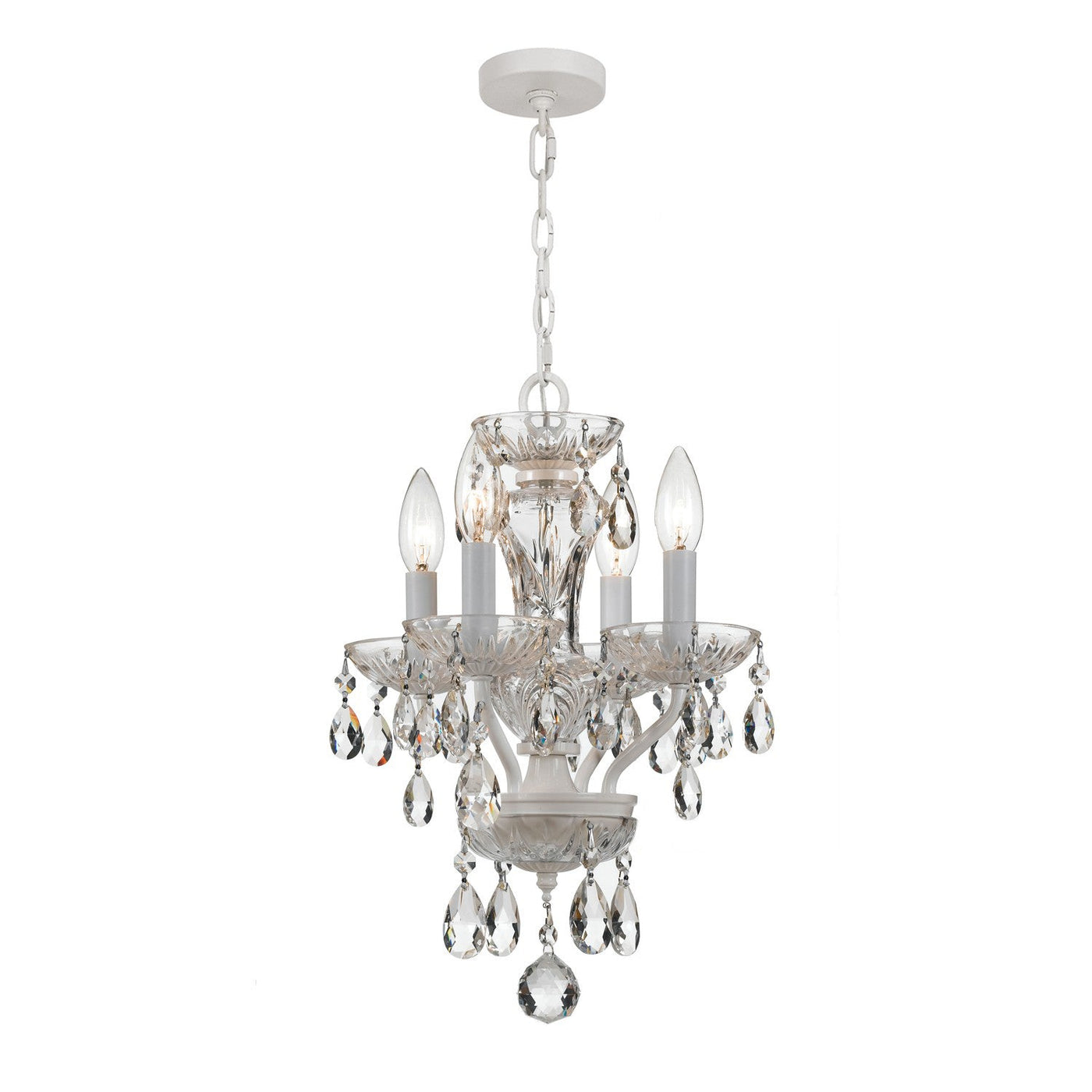 ##Antique Hardware## Traditional Crystal 4 Light Spectra Crystal Wet White Mini Chandelier