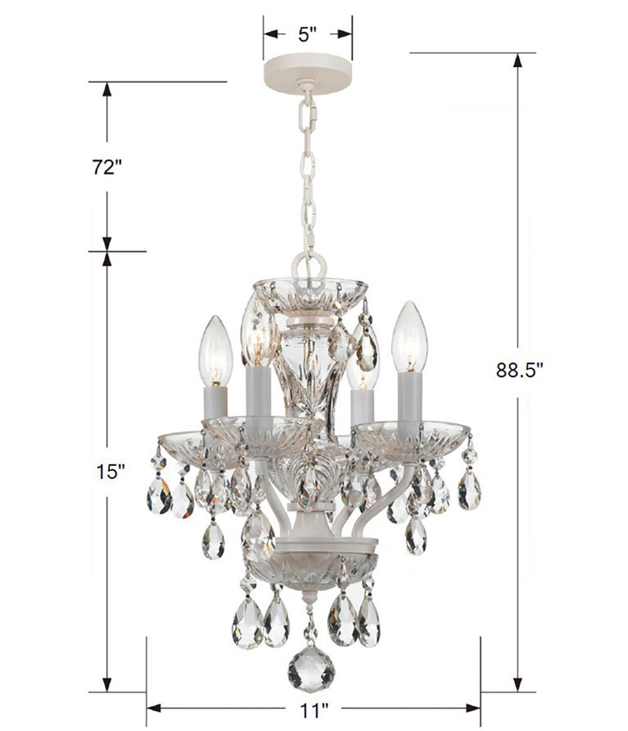 ##Antique Hardware## Traditional Crystal 4 Light Swarovski Strass Crystal Wet White Mini Chandelier