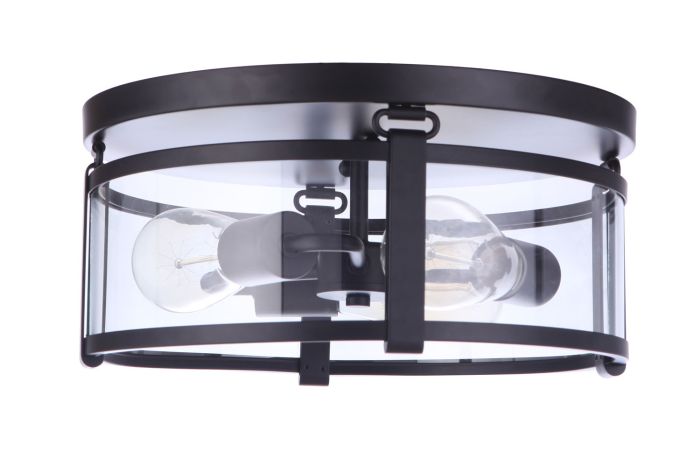 ##Antique Hardware## Elliot 3 Light Flushmount in Flat Black