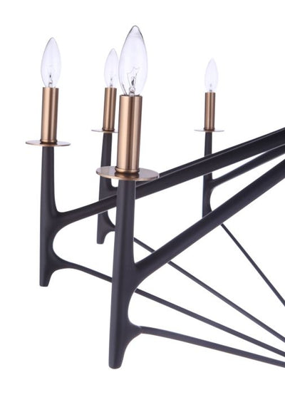 ##Antique Hardware## The Reserve 10 Light Chandelier in Flat Black/Satin Brass