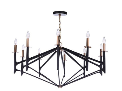 ##Antique Hardware## The Reserve 10 Light Chandelier in Flat Black/Satin Brass