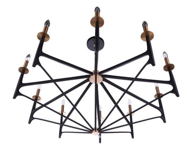 ##Antique Hardware## The Reserve 10 Light Chandelier in Flat Black/Satin Brass