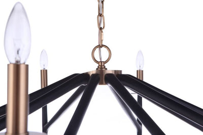 ##Antique Hardware## The Reserve 10 Light Chandelier in Flat Black/Satin Brass