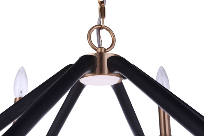 ##Antique Hardware## The Reserve 6 Light Chandelier in Flat Black/Satin Brass