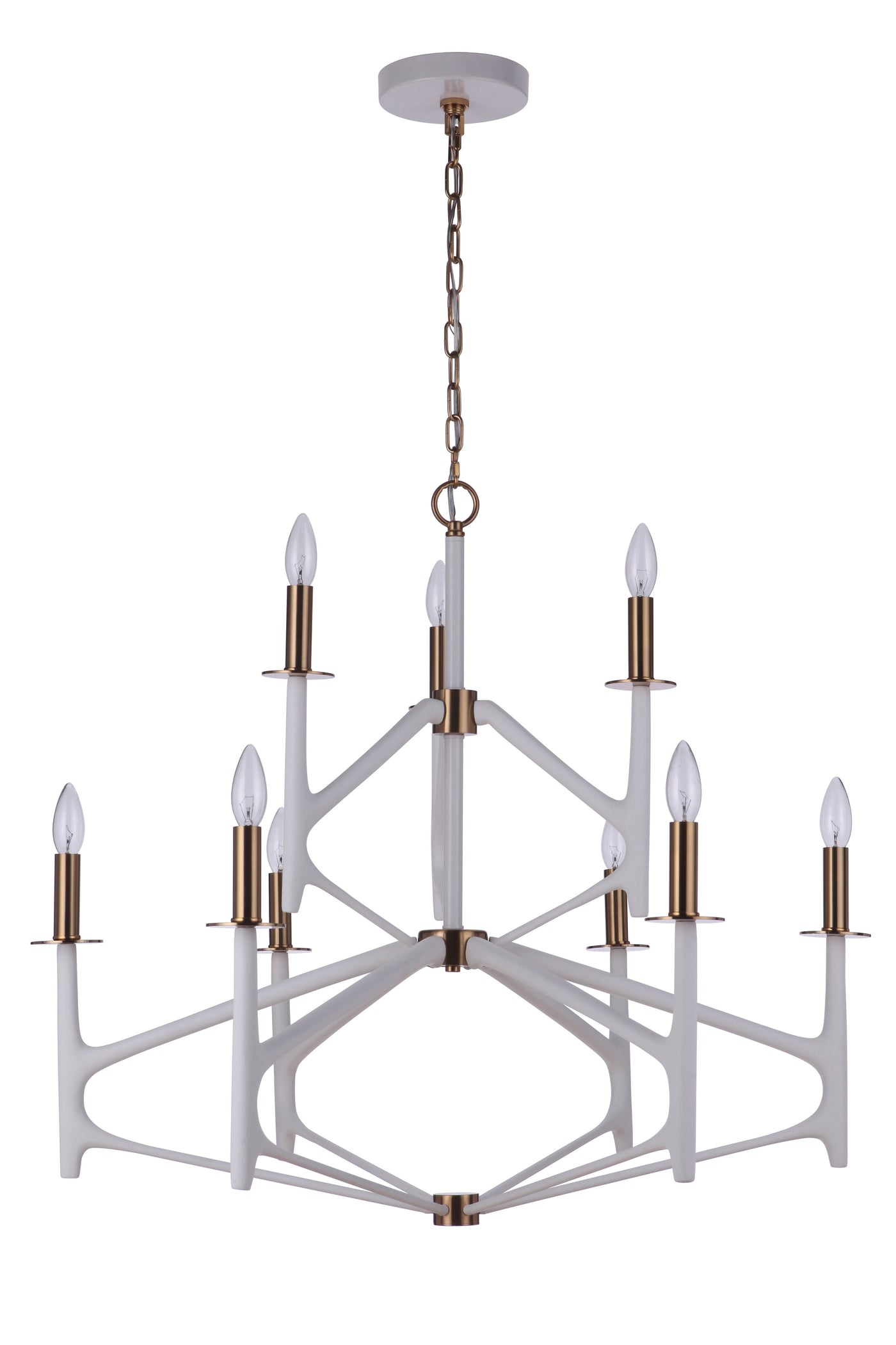 ##Antique Hardware## The Reserve 9 Light 2-Tier Chandelier in Matte White/Satin Brass