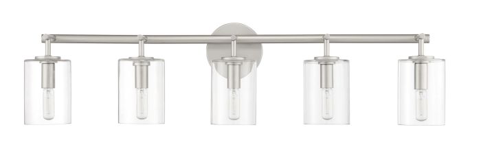 ##Antique Hardware## Hailie 5 Light Vanity in Satin Nickel