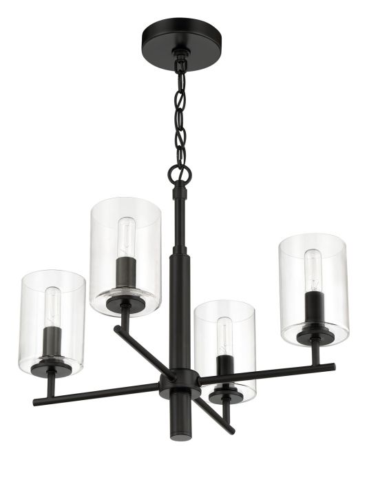 ##Antique Hardware## Hailie 4 Light Chandelier in Flat Black