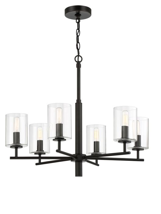 ##Antique Hardware## Hailie 6 Light Chandelier in Flat Black