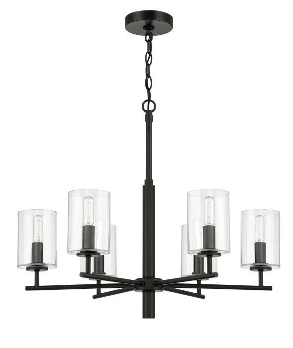 ##Antique Hardware## Hailie 6 Light Chandelier in Flat Black