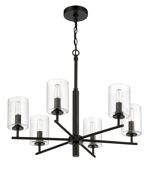 ##Antique Hardware## Hailie 6 Light Chandelier in Flat Black