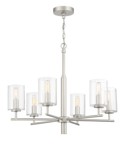 ##Antique Hardware## Hailie 6 Light Chandelier in Satin Nickel