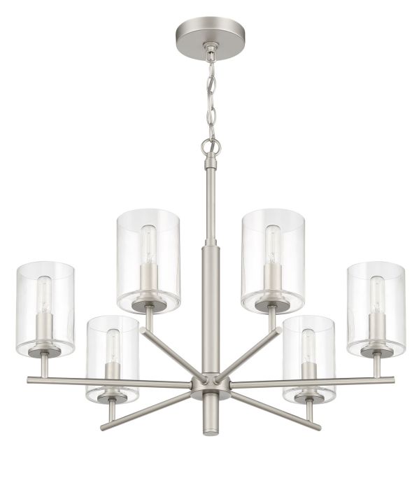 ##Antique Hardware## Hailie 6 Light Chandelier in Satin Nickel