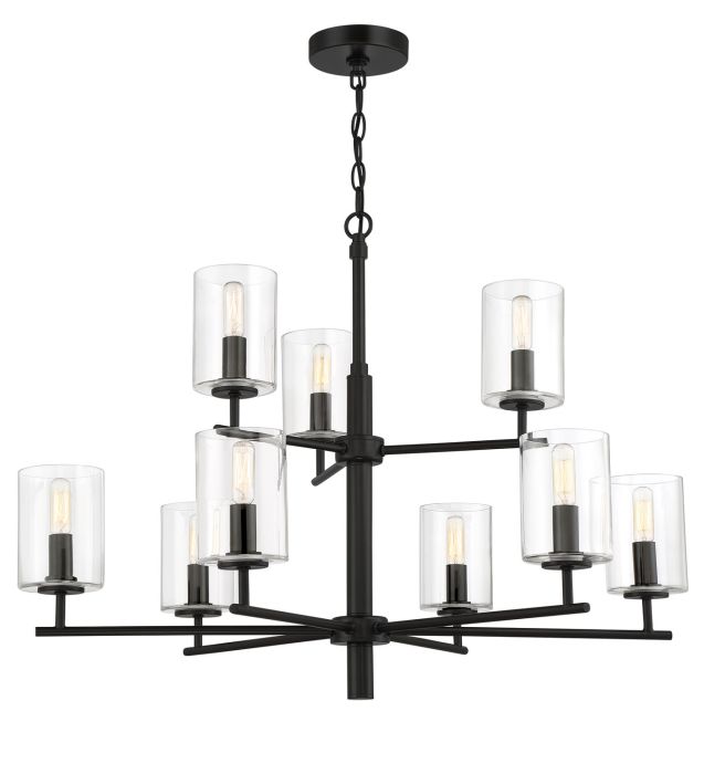 ##Antique Hardware## Hailie 9 Light Chandelier in Flat Black