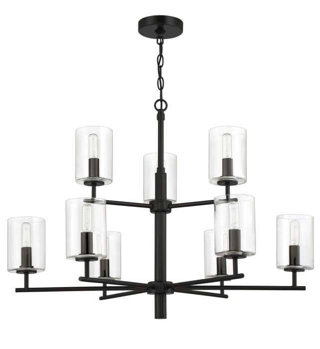 ##Antique Hardware## Hailie 9 Light Chandelier in Flat Black