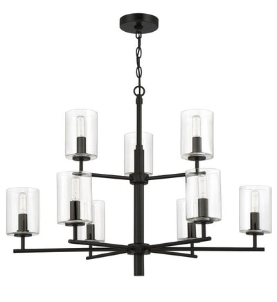 ##Antique Hardware## Hailie 9 Light Chandelier in Flat Black