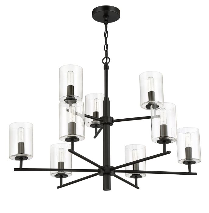 ##Antique Hardware## Hailie 9 Light Chandelier in Flat Black