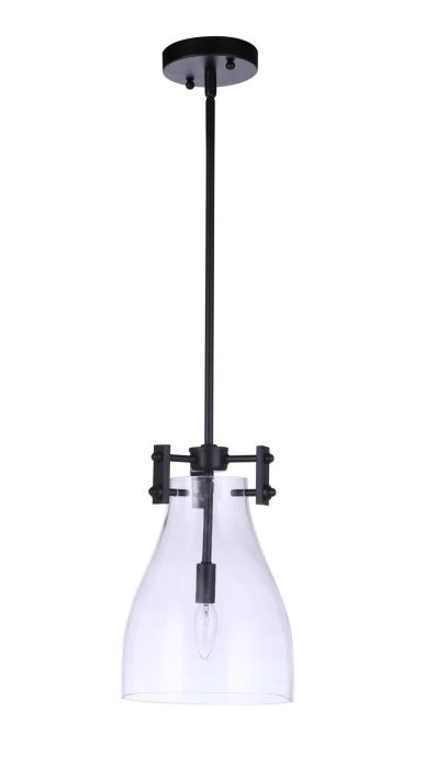 ##Antique Hardware## Chardonnay 1 Light Mini Pendant in Flat Black