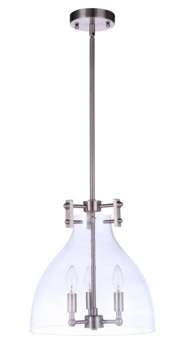 ##Antique Hardware## Chardonnay 3 Light Pendant in Brushed Polished Nickel