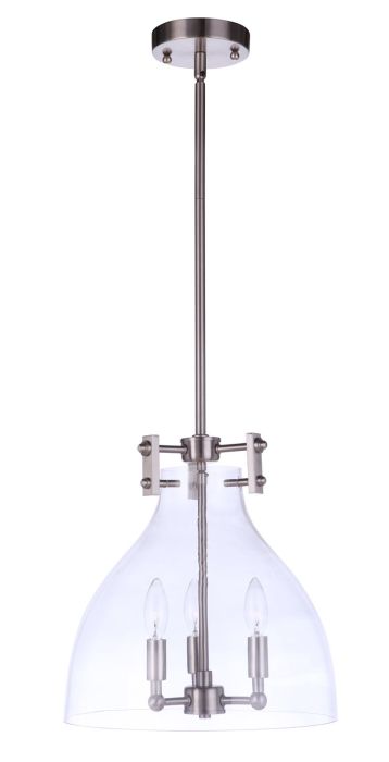 ##Antique Hardware## Chardonnay 3 Light Pendant in Brushed Polished Nickel